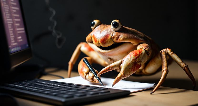 Ferris writing a letter to a friend. /posts/rust_unit_testing_file_writing/header-image.jpg